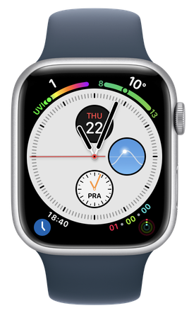 Apple Watch face with the Timelines complication showing a running timer